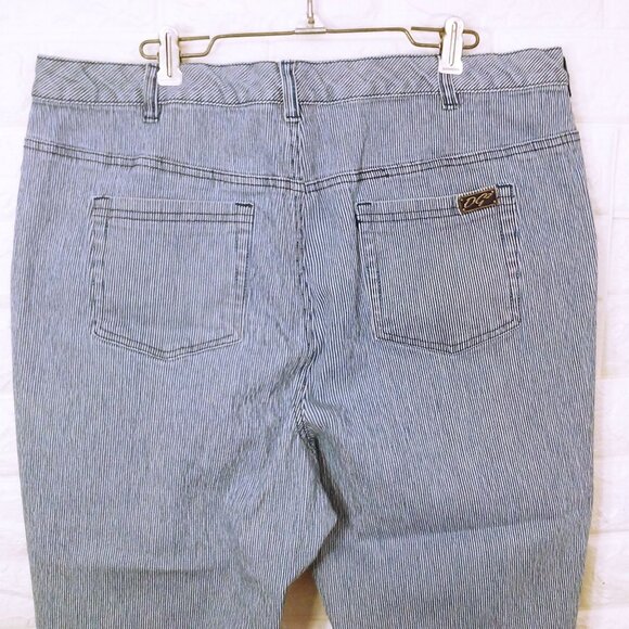 DG2 Diane Gilman Denim Mom Jeans -18WT Hickory Stripe Comfort Cropped Pants Blue - Picture 11 of 15